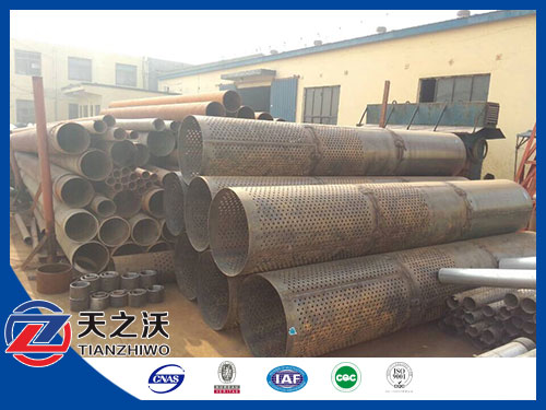 Perforated oil well casing pipe